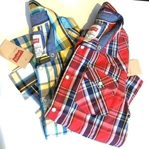 Levi's Boys Plaid Button Down Shirts Bundle M